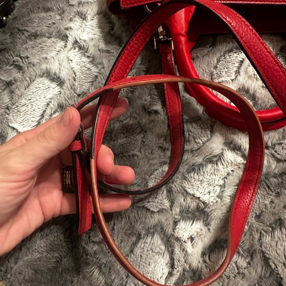 Kate Spade Red Satchel with Woven Design. USED condition. See pictures. - Picture 4 of 6